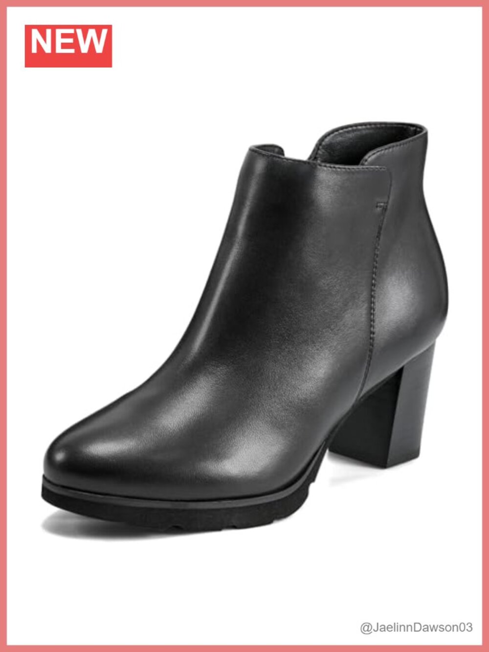 Rockport Women's Olive Ankle Boots Leather Block Heel Almond Toe Zip